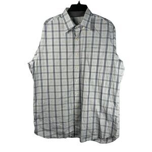 Peter Millar‎ Long Sleeve Button Shirt Large Gray Plaid Cotton Business